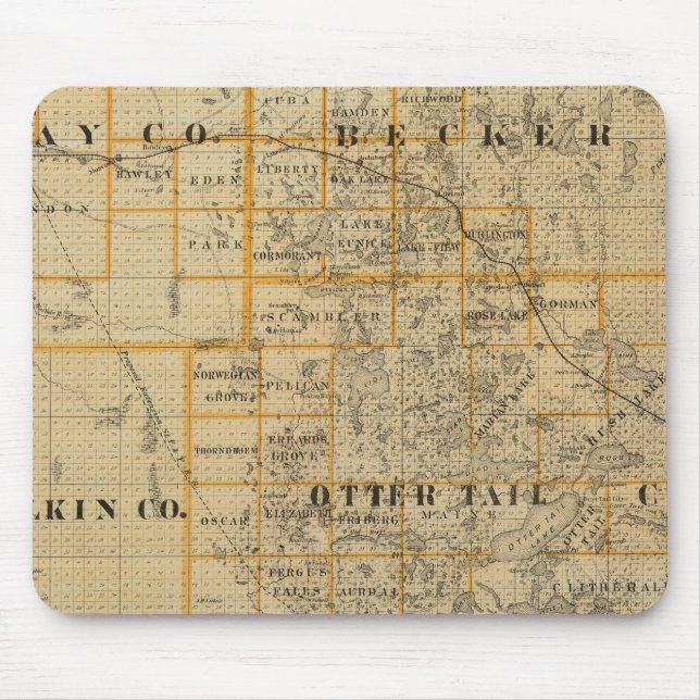 Counties of Clay, Wilkin, Becker, Minnesota Mouse Pad (Front)