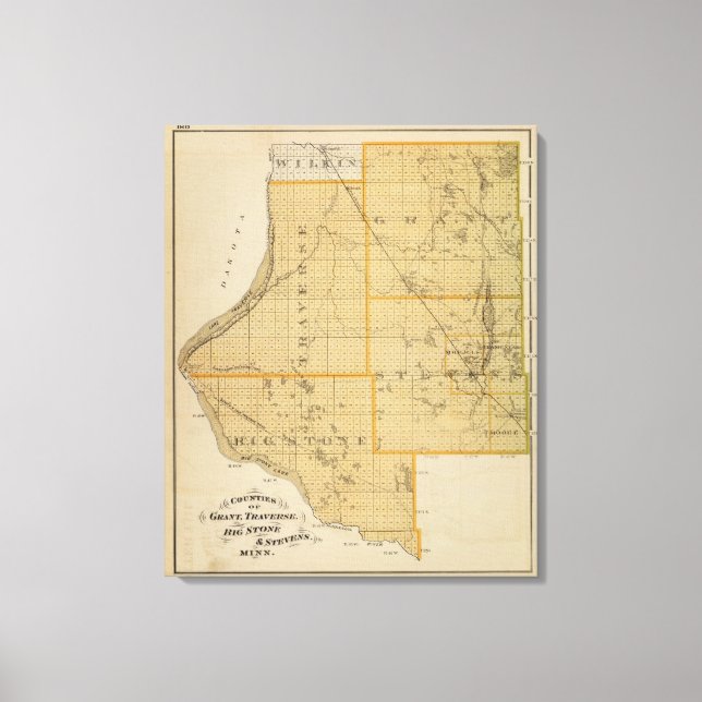 Counties of Grant, Traverse, Minnesota Canvas Print (Front)