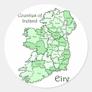 Counties of Ireland Map Classic Round Sticker