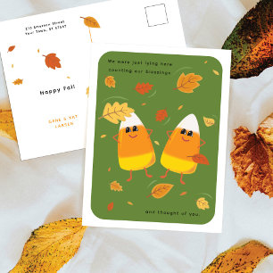 Counting Blessings   Green Candy Corn Fall Holiday Postcard
