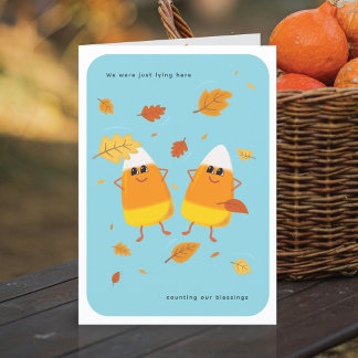 Counting Blessings | Sky Blue Candy Corn Fall Holiday Card