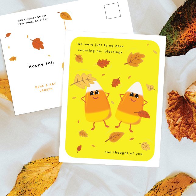 Counting Blessings | Yellow Candy Corn Fall Holiday Postcard (Creator Uploaded)