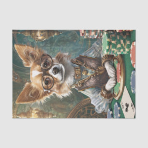 Counting Cards, Steampunk Chihuahua Poker Boss  Tissue Paper