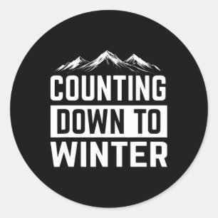 Counting Down To Winter Skiing Snowboarding Ice Cl Classic Round Sticker