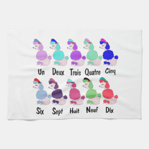 Counting French Poodle Tea Towel