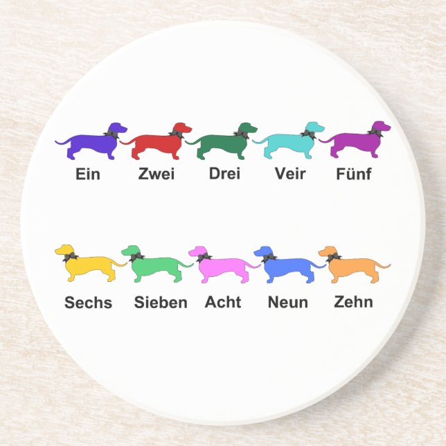 Counting German Dachshunds Coaster (Front)
