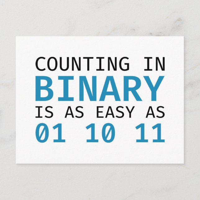 Counting In Binary Postcard (Front)