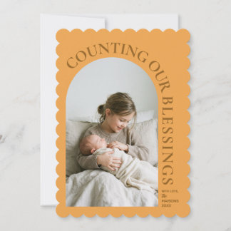 Counting Our Blessings Arch Photo Custom Name Holiday Card