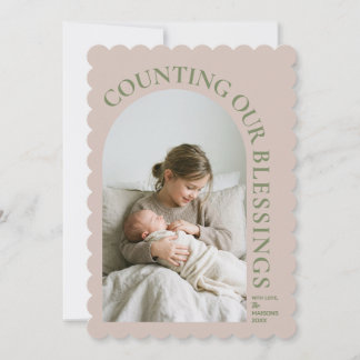 Counting Our Blessings Arch Photo Custom Name Holiday Card
