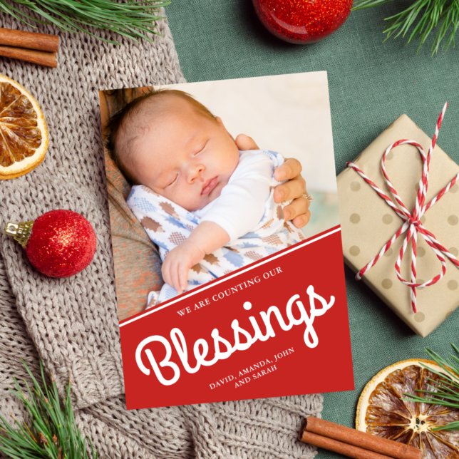 Counting Our Blessings | Christmas Baby Photo Holiday Card (Creator Uploaded)