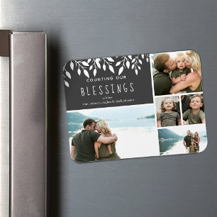 Counting Our Blessings Greenery Photo Collage 4X3 Magnet