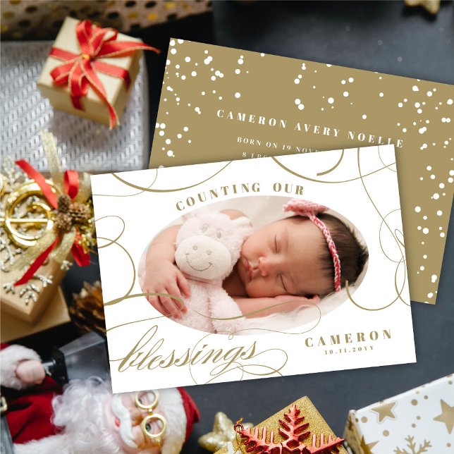 Counting Our Blessings Holiday Birth Announcement (Creator Uploaded)