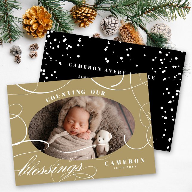 Counting Our Blessings Holiday Birth Announcement (Creator Uploaded)