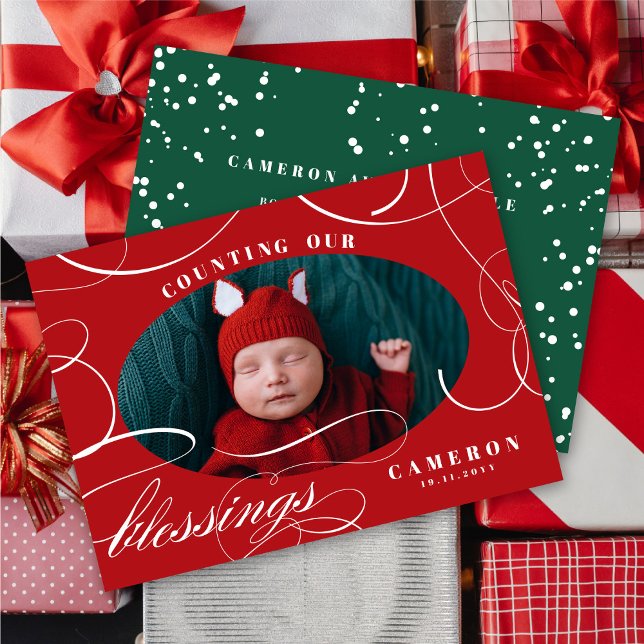 Counting Our Blessings Holiday Birth Announcement (Creator Uploaded)