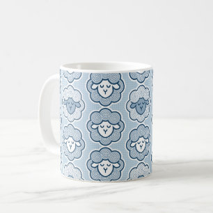 Counting sheep - blue coffee mug