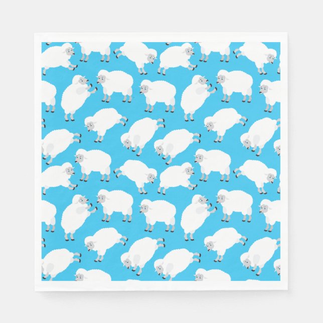 Counting Sheep Blue Nursery Pattern Napkin (Front)