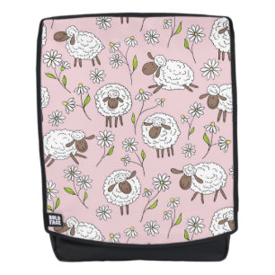 Counting sheep on cotton candy pink backpack