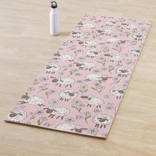 Counting sheep on cotton candy pink yoga mat