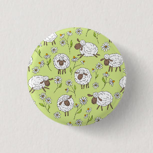 Counting sheep on honney dew green 3 cm round badge