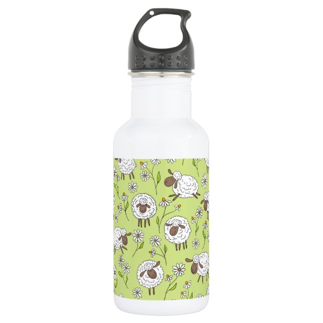 Counting sheep on honney dew green 532 ml water bottle (Front)