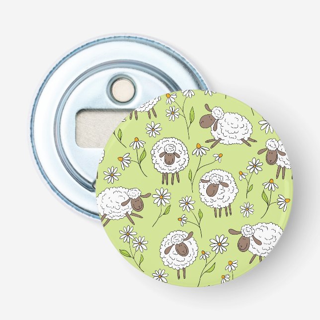 Counting sheep on honney dew green bottle opener (Front)