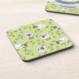 Counting sheep on honney dew green coaster