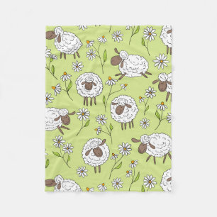Counting sheep on honney dew green fleece blanket