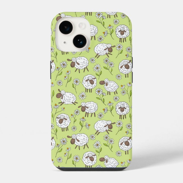 Counting sheep on honney dew green iPhone case (Back)