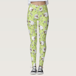 Counting sheep on honney dew green leggings