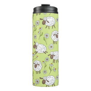 Counting sheep on honney dew green thermal tumbler