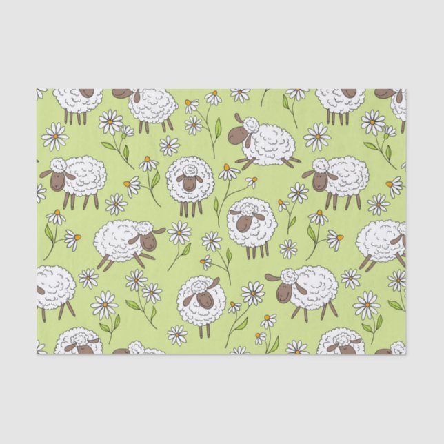 Counting sheep on honney dew green tissue paper (Front)