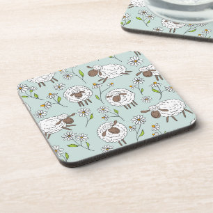 Counting sheep on sea glass blue coaster