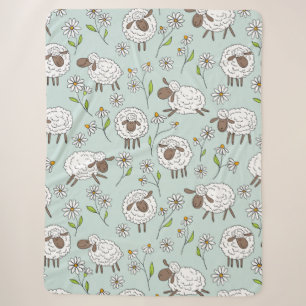 Counting sheep on sea glass blue sherpa blanket
