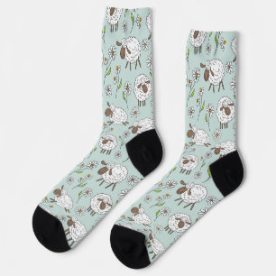 Counting sheep on sea glass blue socks