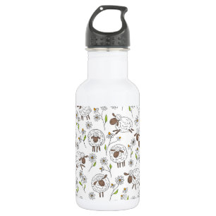 Counting sheep on white 532 ml water bottle