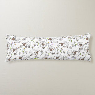 Counting sheep on white body cushion