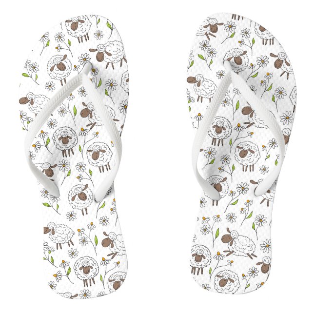 Counting sheep on white jandals (Footbed)