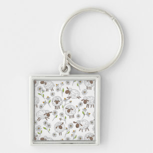 Counting sheep on white key ring
