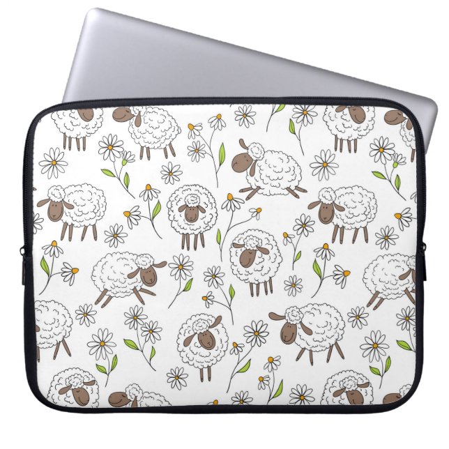 Counting sheep on white laptop sleeve (Front)