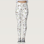 Counting sheep on white leggings<br><div class="desc">Hand-painted cute doodle sheeps and daisies</div>