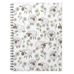 Counting sheep on white notebook