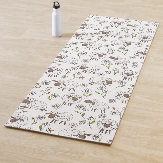 Counting sheep on white yoga mat (In Situ)