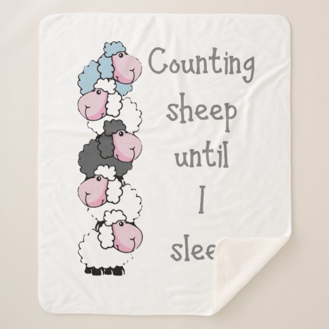 Counting Sheep Until I Sleep Nightime Quote Saying Sherpa Blanket (Front)