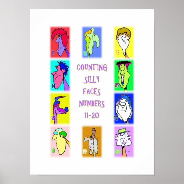 Counting Silly Faces Book #2: Numbers 11-20 Poster (Front)