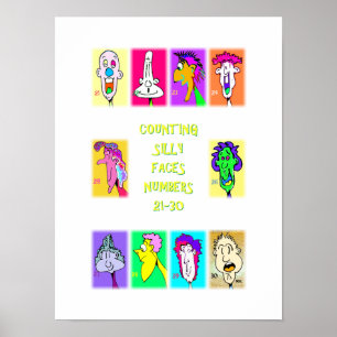 Counting Silly Faces Book #3: Numbers 21-30 Poster