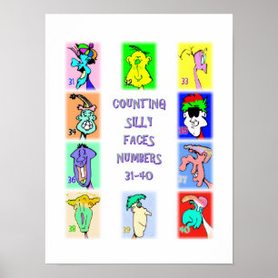 Counting Silly Faces Book #4: Numbers 31-40 Poster