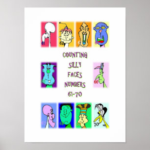 Counting Silly Faces Book #7: Numbers 61-70 Poster