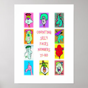 Counting Silly Faces Book #8: Numbers 71-80 Poster