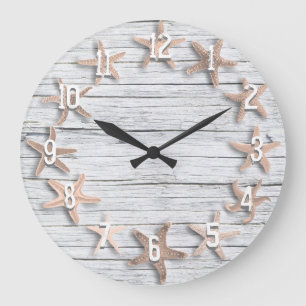 Counting Starfish Faux Driftwood Large Clock