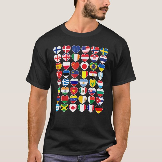 Countries Flags International Worldwide Geography  T-Shirt (Front)